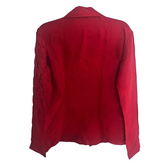 Petanu by Pashma Red Silk Blouse •M• Shirt Gorgeous Button Down Long Sleeve - Picture 2 of 8